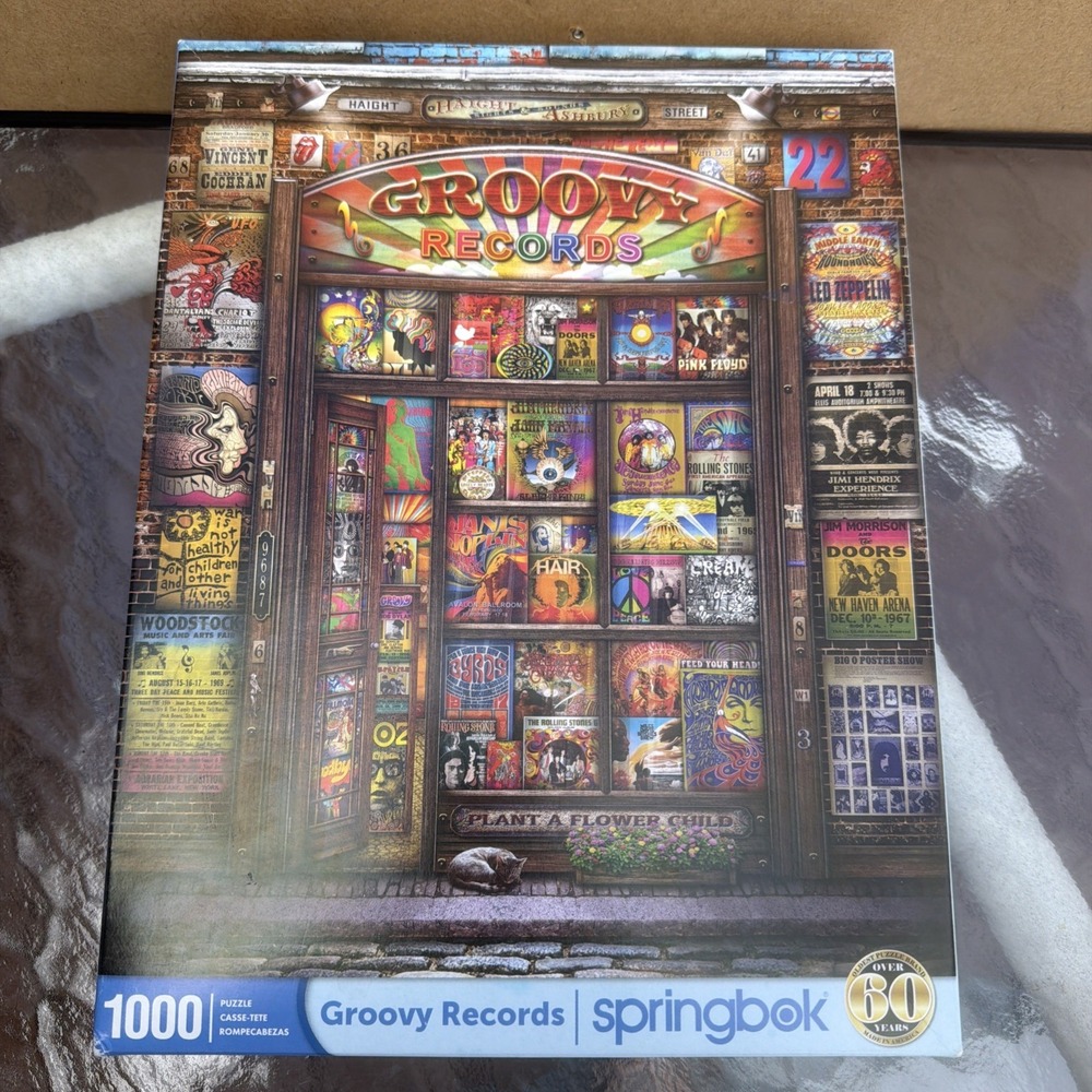 Springbok Puzzle Groovy Records 1000 Pieces 2023 COMPLETE Music Theme